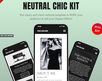 Neutral Chic Website Template: Systeme.io 8-Page Funnel (MRR PLR)