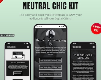 Neutral Chic Website Template: 8-Page Systeme.io Funnel (MRR PLR)