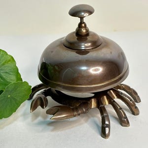 Antique Brass Crab Desk Bell Table Bell Reception Bell Calling Bell Service Bell Marine Counter Bell Office Bell Gift