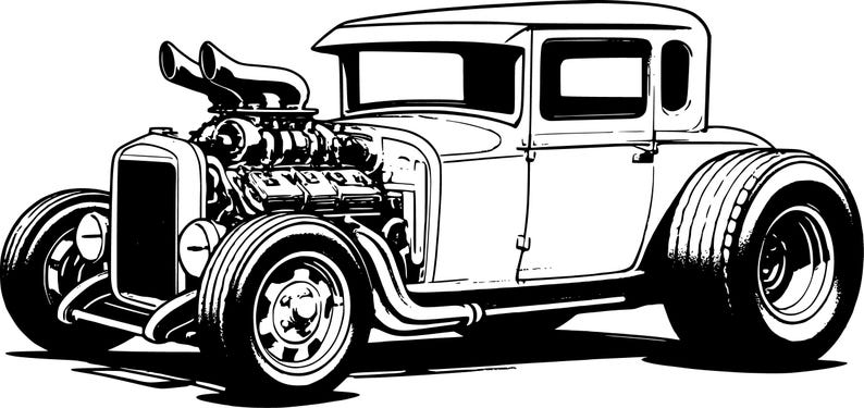 Hot Rod SVG Bundle: Classic Car Designs + Route 66 Sign (digital ...