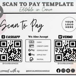 Bearbeitbare Scan-to-Pay-Karten-Canva-Vorlage