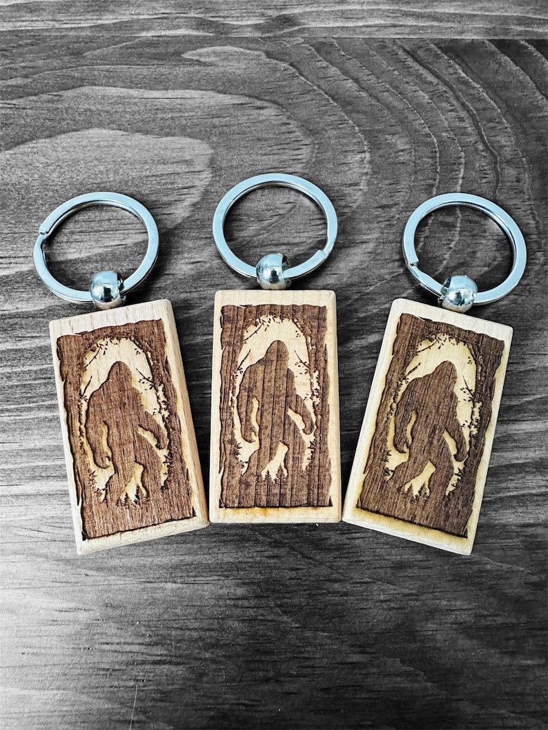 Bigfoot Sasquatch Laser Engraved Wood Keychain - Etsy