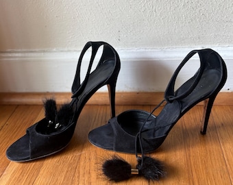 Auténticos zapatos de tacón de aguja de piel de visón Gucci - Talla 8.5