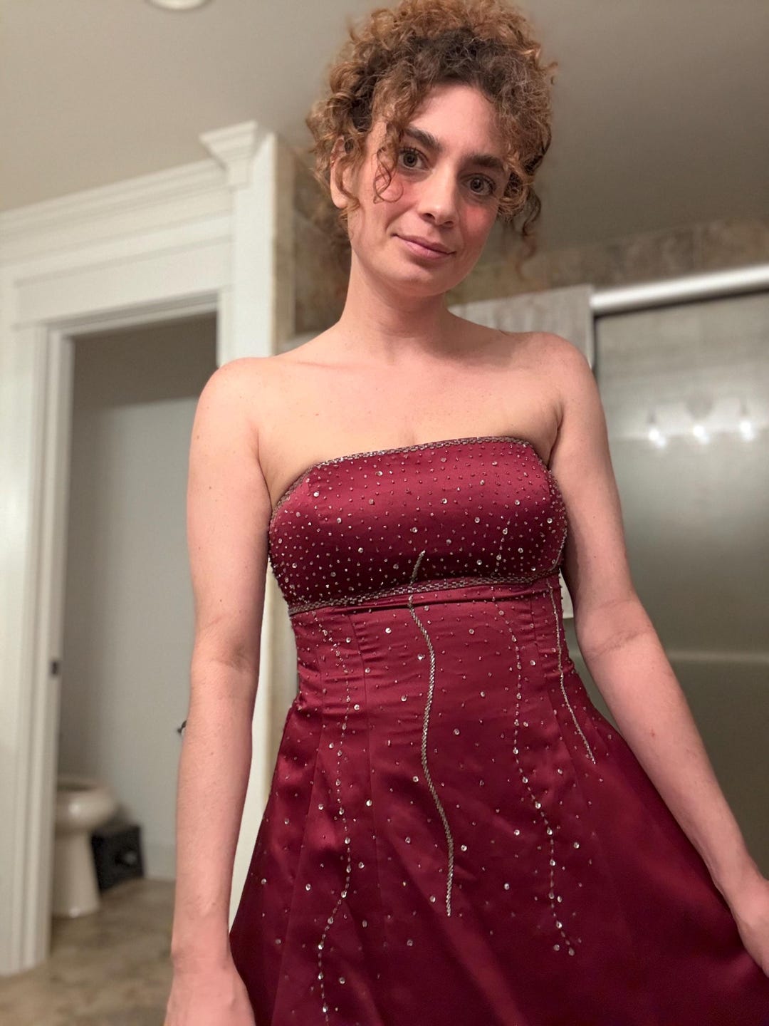 long dress blue and white Strapless Floral Print Tiered – PollyBoutique Queendancer Women Sparkly Burgundy Luncheon Dress Size:XXXXXL or 5XL