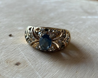 Vintage Sapphire Cocktail Ring Marked GS