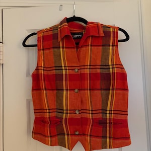 Vintage 70s Plaid Vest - size S/4