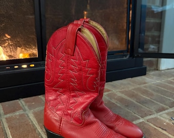 Vintage red leather cowboy boots