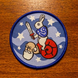 Medieval Marginalia Iron-On Patch | Rabbit Knight and His Noble Steed