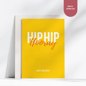 Geburtstagskarte zum Ausdrucken | "Hip Hip Hooray" | Happy Birthday Karte | Geburtstagskarte für Freundinnen und Frauen | Postkarte Freundin