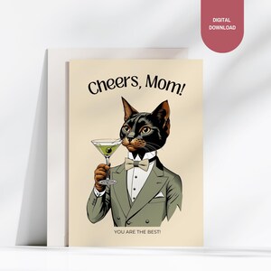 Birthday Card Cat for Mom | Funny Printable Postcard | Happy Birthday Card | 30th Birthday Postcard | Card Template | Cat Mom | Tuxedo Cat