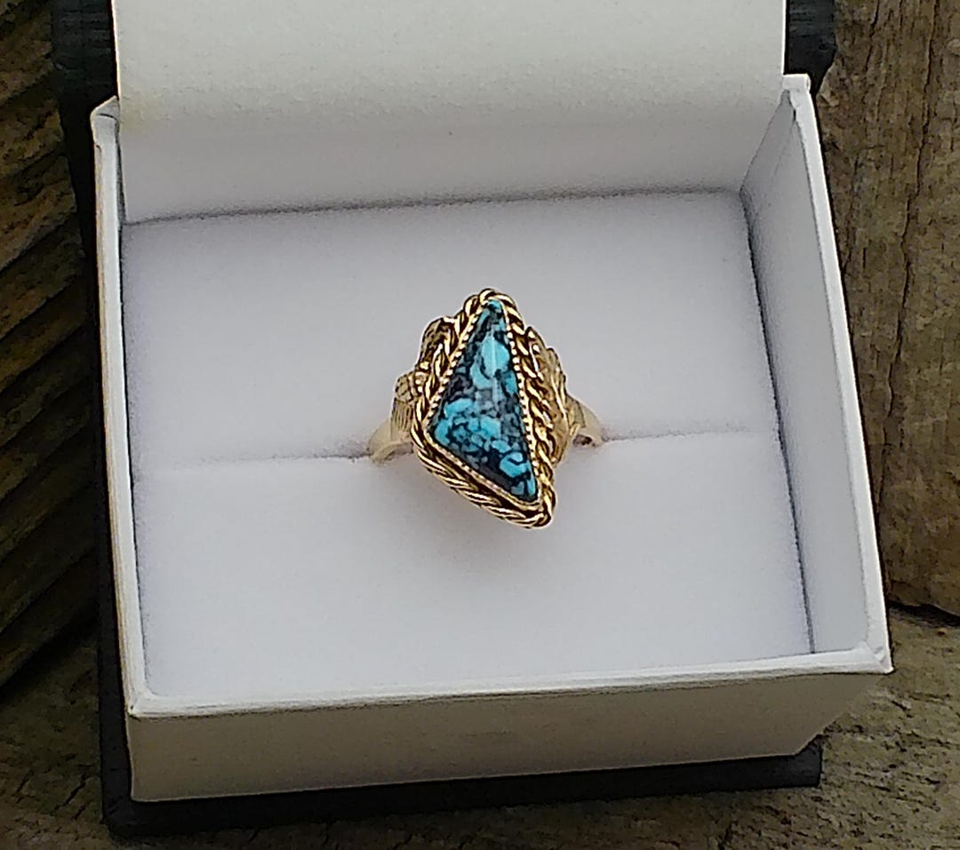 Hand Crafted, Native American, Solid 14K Gold and Genuine Turquoise ...