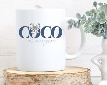 Idée cadeau coco personnalisée, tasse grand-mère personnalisée (11 oz et 15 oz), cadeau grand-parent, toile de jouy française, coquette chinoise