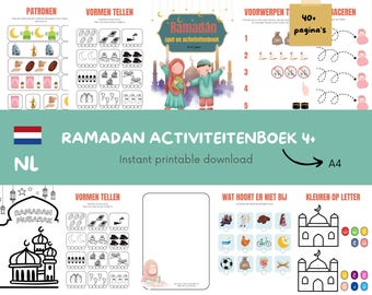 NL Ramadan activiteitenboek 4+ jaar | Islamitisch activiteitenboek | Ramadan kleuter | Afdrukbaar Ramadan-kind | Eid-activiteiten