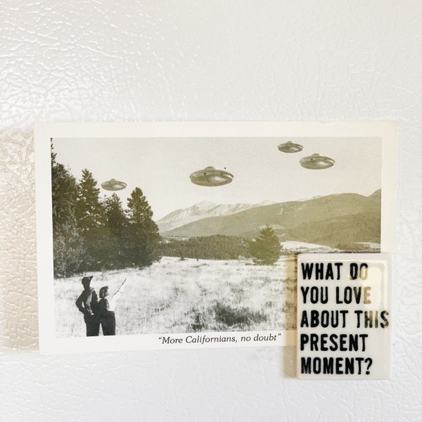 what do you love about this present moment? ceramic magnet • fridge magnet • inspirational quote • daily reminder • daily affirmation