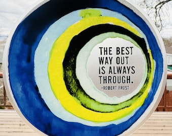 5" round vinyl CLEAR sticker robert frost quote hand painted pattern • water bottle sticker • journal sticker • window sticker