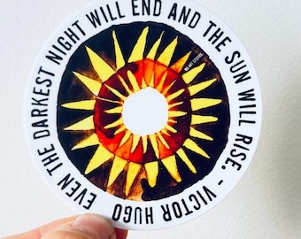3" w x 3" h victor hugo vinyl sticker hand painted pattern • bumper sticker • water bottle sticker • journal sticker