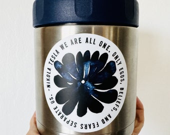 3" round vinyl sticker nikola tesla quote hand painted pattern • water bottle sticker • journal sticker