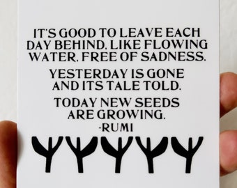 vinyl sticker rumi quote and pattern today new seeds are growing • water bottle sticker • journal sticker