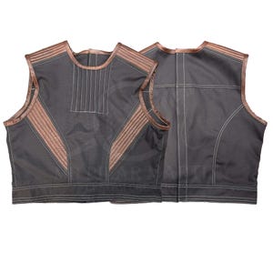 Lady Mando Flak Vest: Dark Gray Leather Accent Cosplay Armor