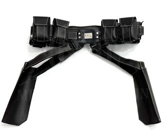 Handcrafted Leather Cosplay Belt: Sci-Fi Warrior Costume Utility Belt