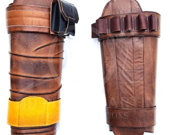 Real Leather Leg Greaves: Handmade Sci-Fi Warrior Armor Set