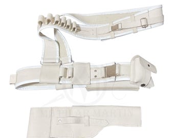 Cosplay Leather Belt Set with Bandolier, Holster & Pouches | Handmade Bounty Hunter Costume Accessory