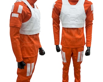 Tuta da volo Galactic Outrider fatta a mano: set cosplay fantascientifico arancione