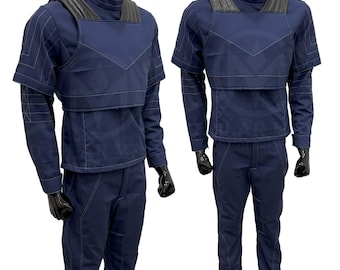 Navy Blue Flight Suit Costume | Bounty Hunter Cosplay Outfit | Sci-Fi Armor Ready 3-Piece Set