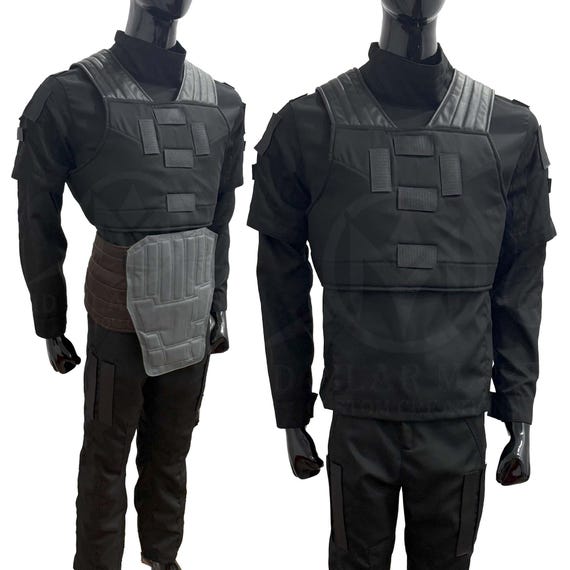 Custom Black Mando Flight Suit: Leather Cosplay Costume Set