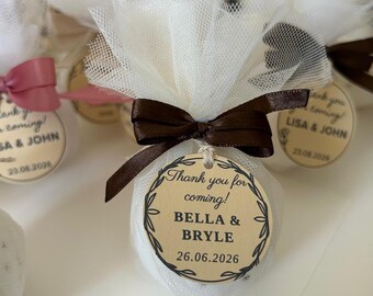 Rose Bath Bomb Wedding Favors Bulk, Custom Tags for Guests, Bridal Shower Gift