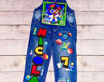 Wissenschaftler/-in Latzhose/Freier Farbspritzer/Galaxy/Wissenschaftszentrum/Vorder- und Rückseite/Kinder-Geburtstags-Outfit 6 Monate/9J/Mama/Vater des Geburtstagskindes