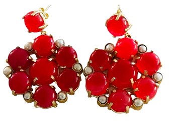 Pendientes con flores de ónix rosa