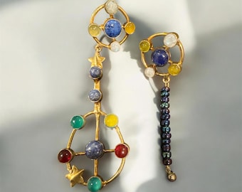 Celestial inspired semi precious stone earrings