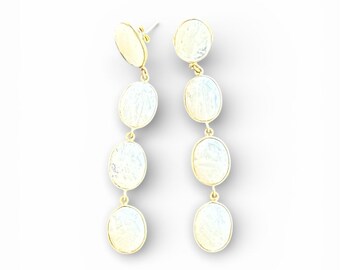Handcrafted Semi-Precious Stone Earrings: 24k Gold Over Brass