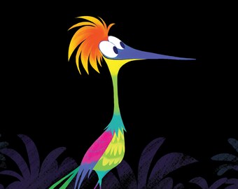 Bird of Paradise // 8x10  // Art Print // Animal Art // Digital Illustration // Cartoon Bird