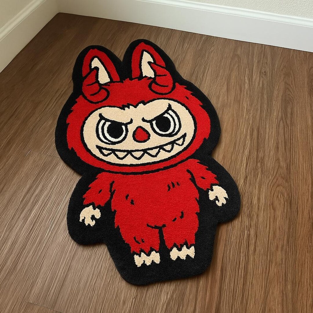 Red Monster Labubu Tufted Rug, 3D Rugs, Cool Cartoon Rug, Funny Room ...