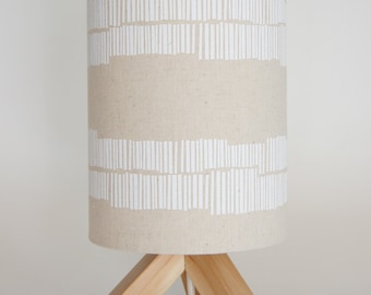 Drum lamp shade 18cm / 7" Linear white unbleached