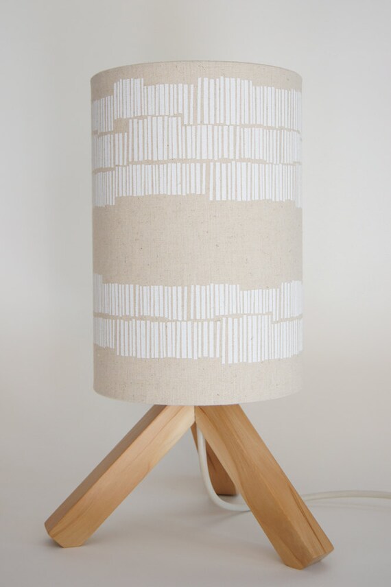 Drum lamp shade 18cm / 7 Linear white unbleached Etsy