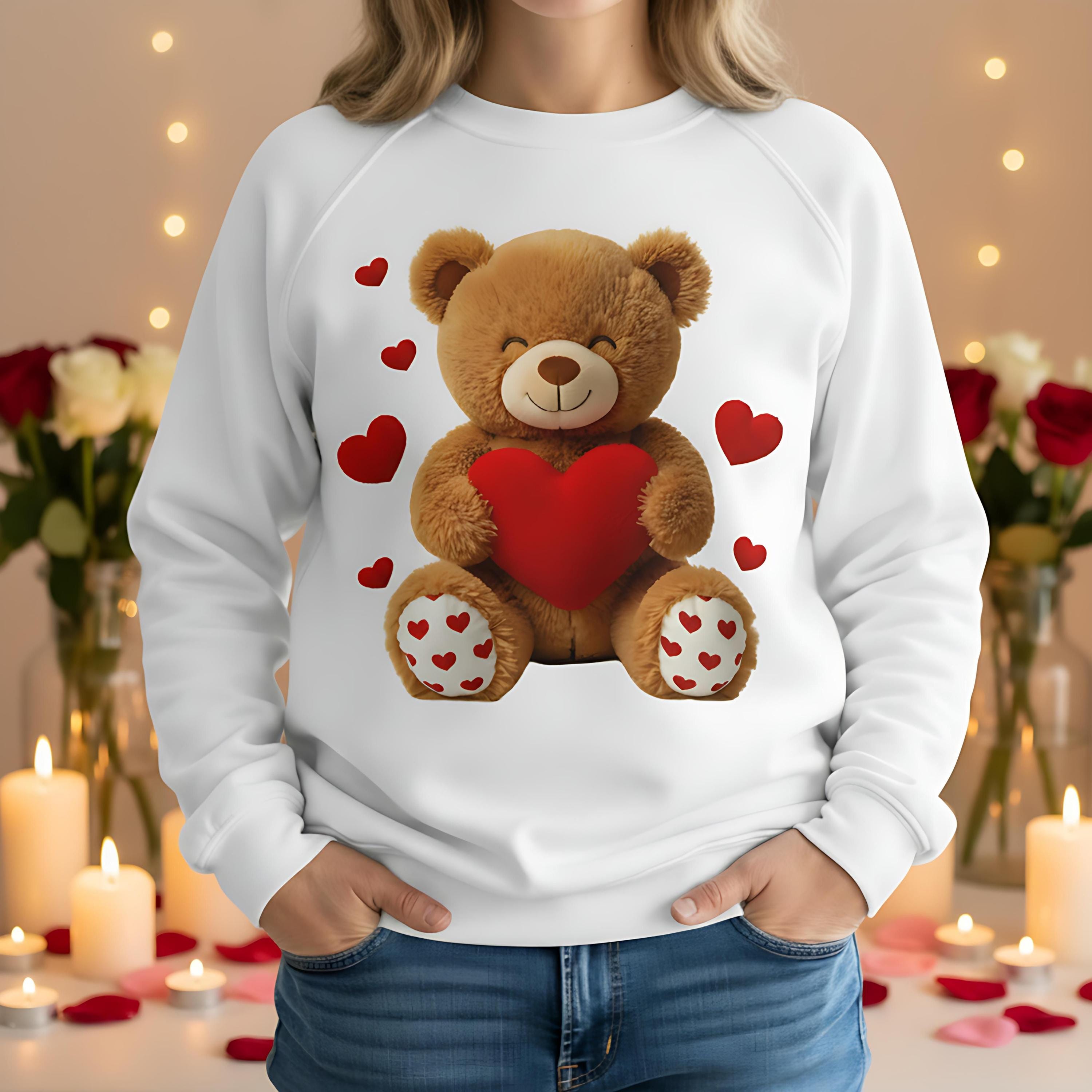 Valentine Teddy Bear PNG – Heart Teddy Bear T-shirt Design, Cute Love ...