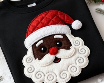 Black Santa PNG | African American Santa Clipart | Christmas T-Shirt Digital Download