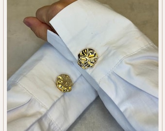 Punched Gold Button Cover | Cufflinks |Clip on Button Covers | Button accessories | Button Jewels | Christmas Gift | Wedding Gift