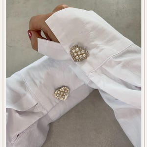 Heart Bubble Pearl Rose Button Cover | Cufflinks |Clip on Button Covers | Button accessories | Button Jewels | Pearl Buttons |Wedding Gift