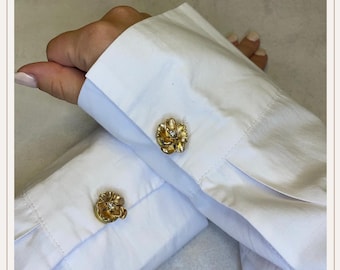 Small Flower Diamant Gold Button Cover | Cufflinks |Clip on Button Cover | Button accessories | Button Jewels | Christmas Gift |Wedding Gift