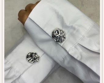 Punched Silver Button Cover | Cufflinks |Clip on Button Covers | Button accessories | Button Jewels | Christmas Gift | Wedding Gift