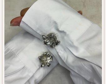 Cubrebotones de plata con flor de ranúnculo | Gemelos | Cubrebotones con clip | Accesorios para botones | Joyas para botones | Regalo de Navidad | Regalo de boda