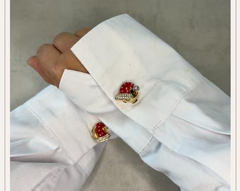 Cubrebotones de 13 mm con forma de gorro navideño | Gemelos | Cubrebotones con clip | Accesorios para botones | Joyas para botones | Regalo de Navidad | Regalo de boda