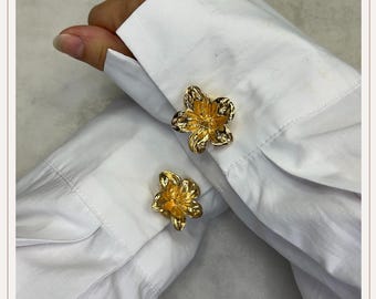 Buttercup Flower Gold Button Cover | Cufflinks |Clip on Button Covers | Button accessories | Button Jewels | Christmas Gift | Wedding Gift