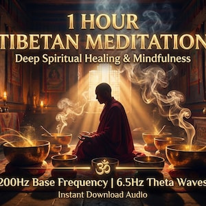 Música de meditación tibetana con ondas theta de 6,5 Hz para la sanación espiritual y la atención plena profunda.