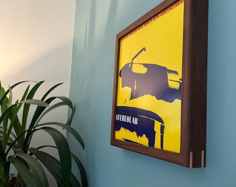 Soporte para discos de vinilo de madera maciza hecho a mano: Marco artístico intercambiable