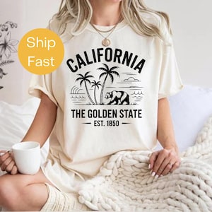 Chemise Comfort Colors® California The Golden State – T-shirt graphique West Coast – T-shirt California rétro – Golden State Vibes, chemise Beach Life